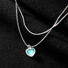Heart Glass Pendant Sterling Silver Necklace Silver - One Size