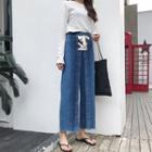 High Waist Lace Up Wide-leg Jeans