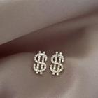 Dollar Sign Rhinestone Alloy Earring 1 Pair - Gold - One Size