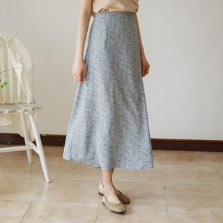 Floral-pattern Long Flare Skirt