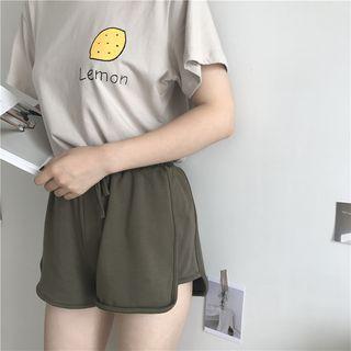 Drawstring-waist Plain Shorts