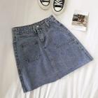 Asymmetric High-waist Frayed A-line Skirt