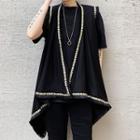 Sleeveless Open-front Long Jacket