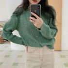 Long-sleeve Cable Knit Buttoned Top