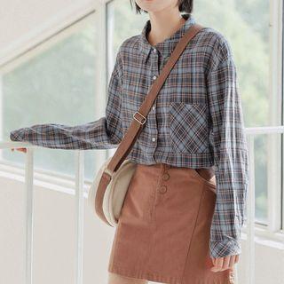 Plaid Shirt Plaid - Blue & Gray - One Size