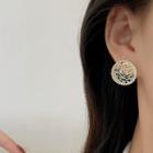 Flower Rhinestone Earring 1 Pair - E4157 - 925 Silver - Gold - One Size