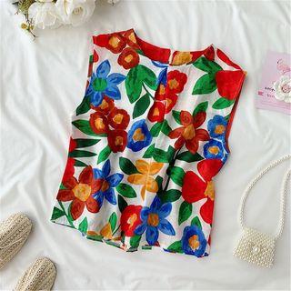 Flower Print Sleeveless Top