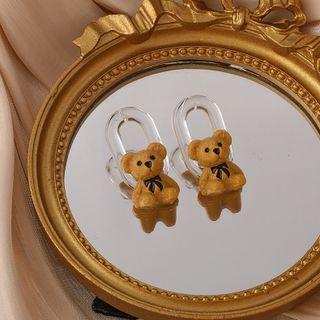 Bear Acrylic Earring 1 Pair - Brown - One Size