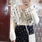 Long-sleeve Dotted-collar Top