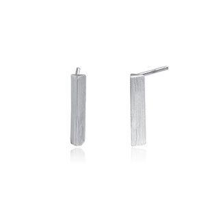 Sterling Silver Simple Fashion Geometric Strip Stud Earrings Silver - One Size