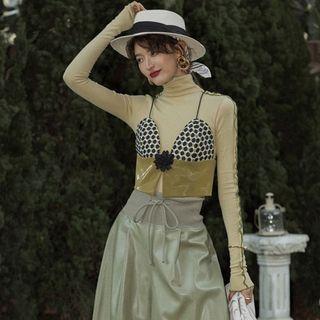 Patterned Faux Leather Camisole Top