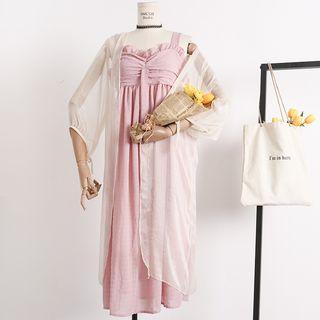 Lightweight Open-front Tie-cuff Sheer Long Shawl