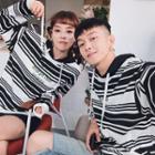 Couple Matching Lettering Striped Sweatshirt