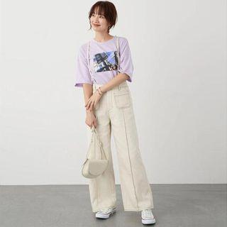 High-waist Plain Wide-leg Jumper Pants