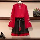 Traditional Chinese Set: Long-sleeve Dress + Skirt