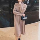 Turtle-neck Napped Long Pullover Dress