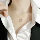 Square Shell Pendant Stainless Steel Necklace 1915 - Rose Gold - One Size