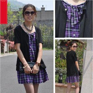 Short-sleeve Mock Two Piece Dress