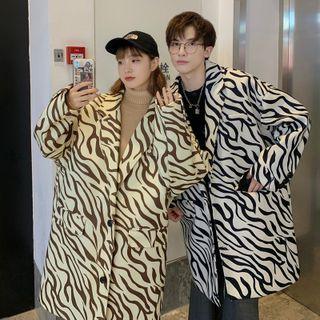 Long Sleeve Animal Pattern Woolen Coat
