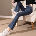 High Waist Slit-hem Bootcut Jeans