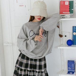 Letter-embroidery Oversize Sweatshirt