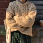 Crewneck Rib-knit Sweater Almond - One Size