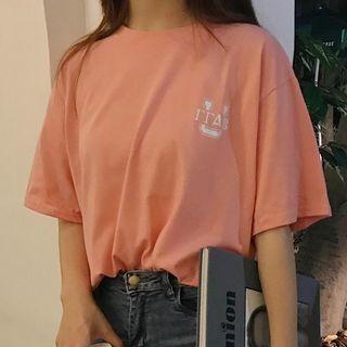 Elbow Sleeve Printed T-shirt