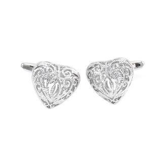 Simple And Elegant Hollow Heart Cufflinks Silver - One Size