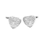 Simple And Elegant Hollow Heart Cufflinks Silver - One Size
