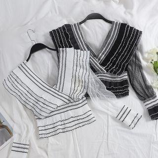 Ruffle Lace V-neck Chiffon Top