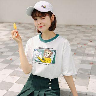 Print Short-sleeve T-shirt As Shown In Figure - One Size