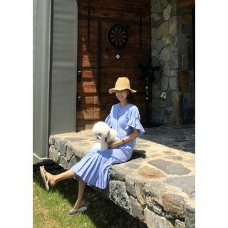 Pleated-detail Checked Dress