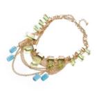 Fashion And Elegant Plated Gold Fringed Green Cubic Zircon Necklace Golden - One Size