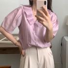 Short-sleeve Pleated Collar Shirt