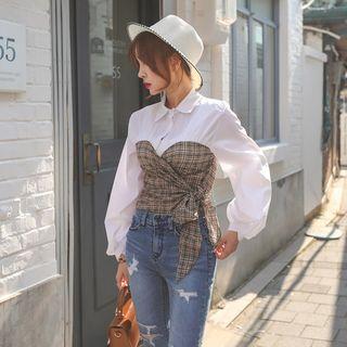 Puff-sleeve Layered Blouse