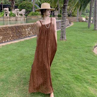 Sleeveless Wide-leg Jumpsuit Coffee - One Size