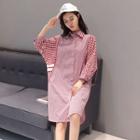 Batwing-sleeve Panel Slit-side Shirtdress