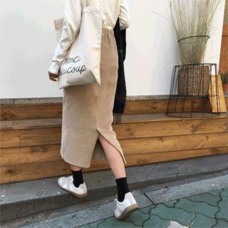 Corduroy H-line Long Skirt