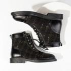 Tweed Lace-up Ankle Boots