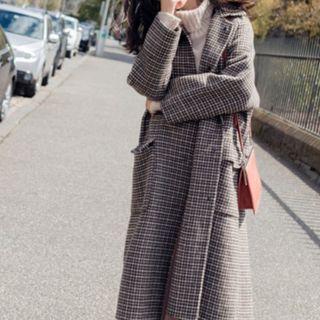 Houndstooth Single-breasted Midi Coat