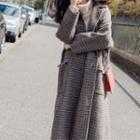 Houndstooth Single-breasted Midi Coat