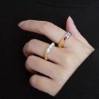 Set Of 2: Faux Pearl / Heart Alloy Open Ring