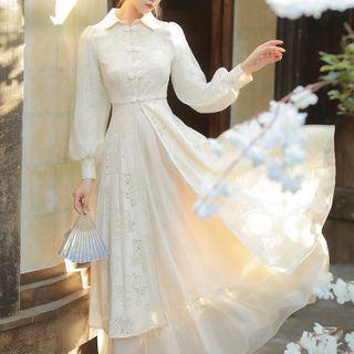 Set: Lace Midi A-line Coatdress + Midi A-line Skirt