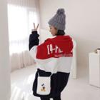 Letter Color-block Zip-up Hoodie