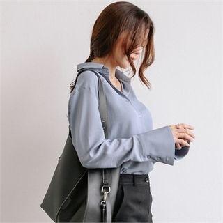Buttoned-cuffs Chiffon Blouse