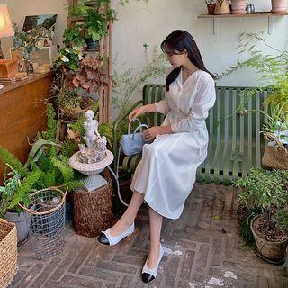 Wing-collar Long Shirtdress