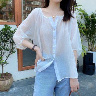 Crew-neck Sheer Light Shirt