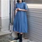 Short Sleeve Denim Midi Dress