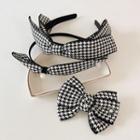 Houndstooth Bow Faux Pearl Headband / Houndstooth Bow Headband / Houndstooth Bow Hair Clip