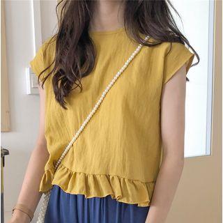 Open-back Frilled Short-sleeve Blouse